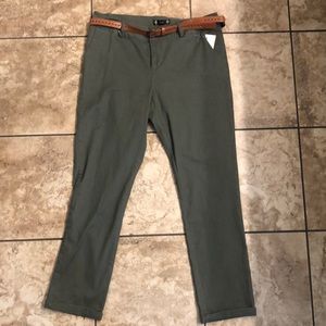 NWT olive green pants(belt included)